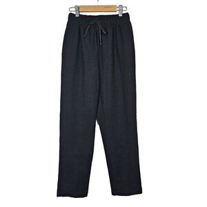 The Group Babaton Drawstring Elastic Waist Flannel Pants Straight Leg Black XXS